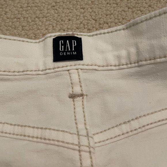 Gap off-white frayed high waist a-line denim skirt - Picture 4 of 7